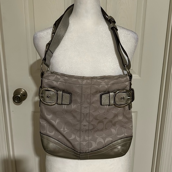 Coach flawless grey and silver shoulder purse - Picture 1 of 4
